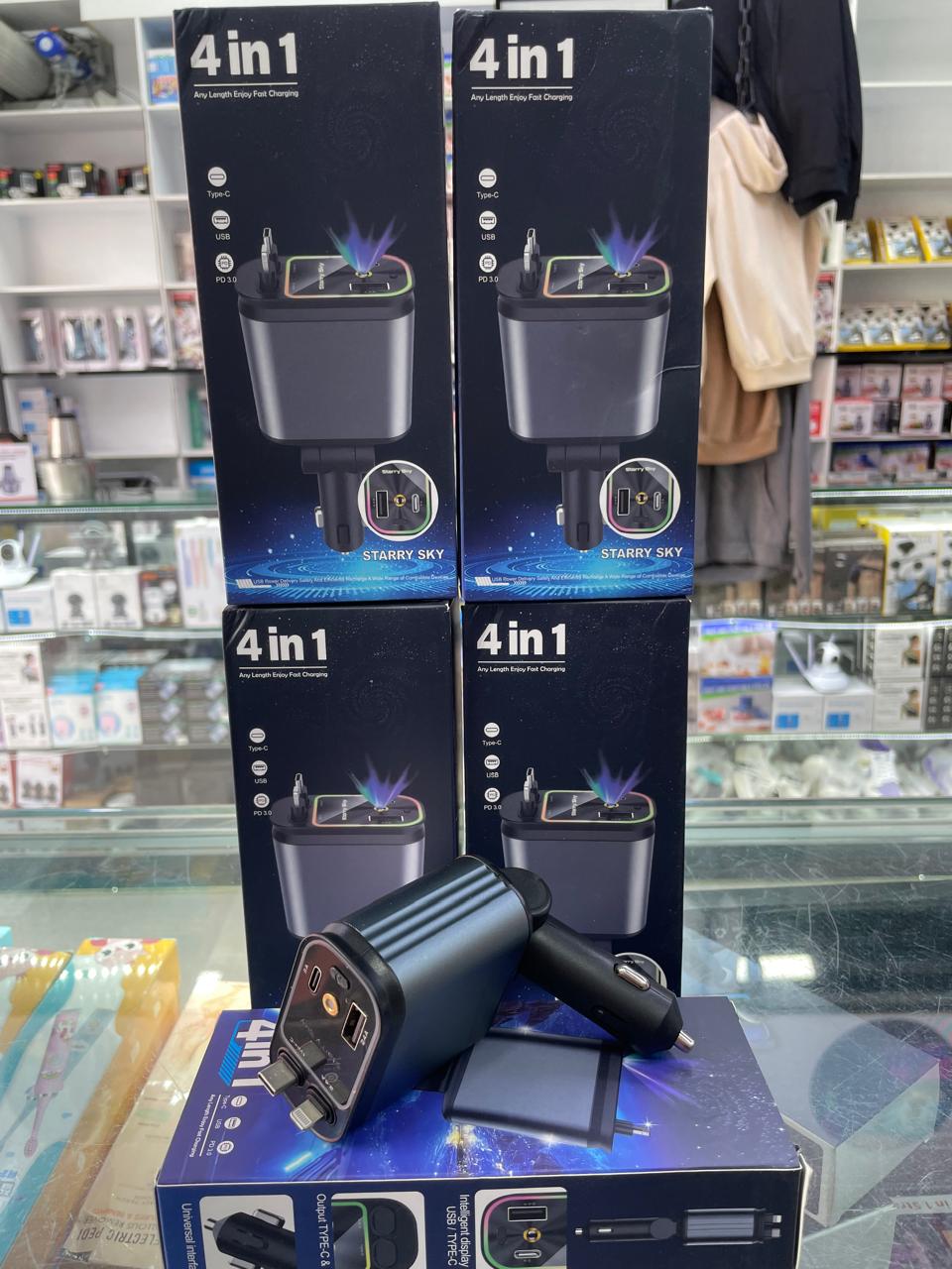 Cargador para carro plegable 4 en 1 con proyector